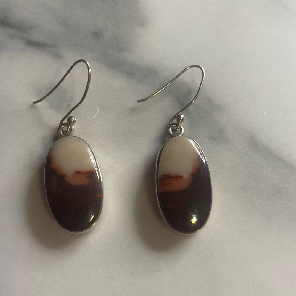 Agate earrings 925 sterling‎ silver stone earrings